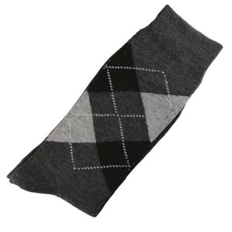 Chaussettes Homme Classique Ecossais Coton Gris